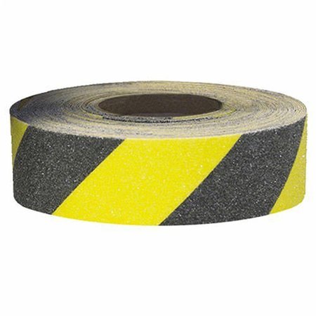 TOP TAPE &  LABEL. Self-Adhesive Anti-Slip Floor Tape in Rolls - 2Wx60'L Roll - Black/Yellow Stripes SG3902YB